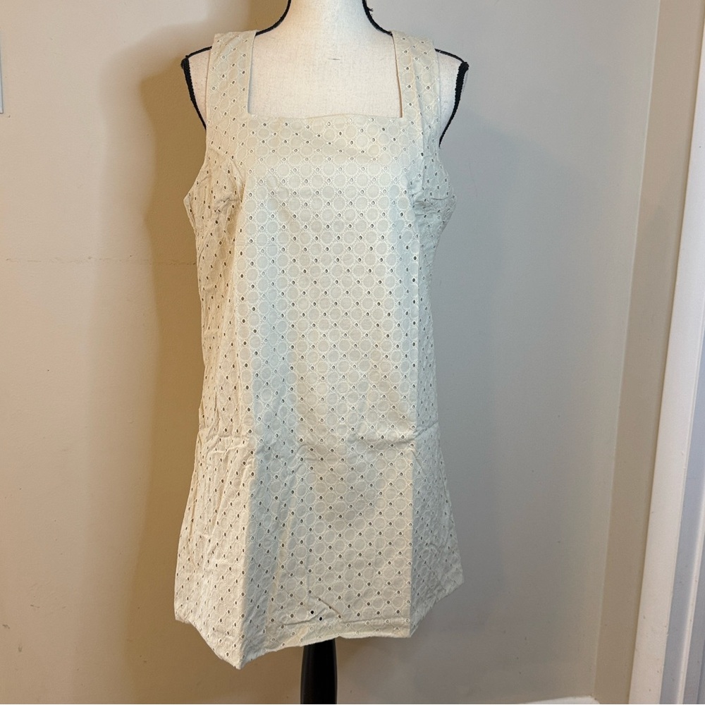 Banana Republic sleeveless cream islet lace dress lined back zip Lare w/pockets